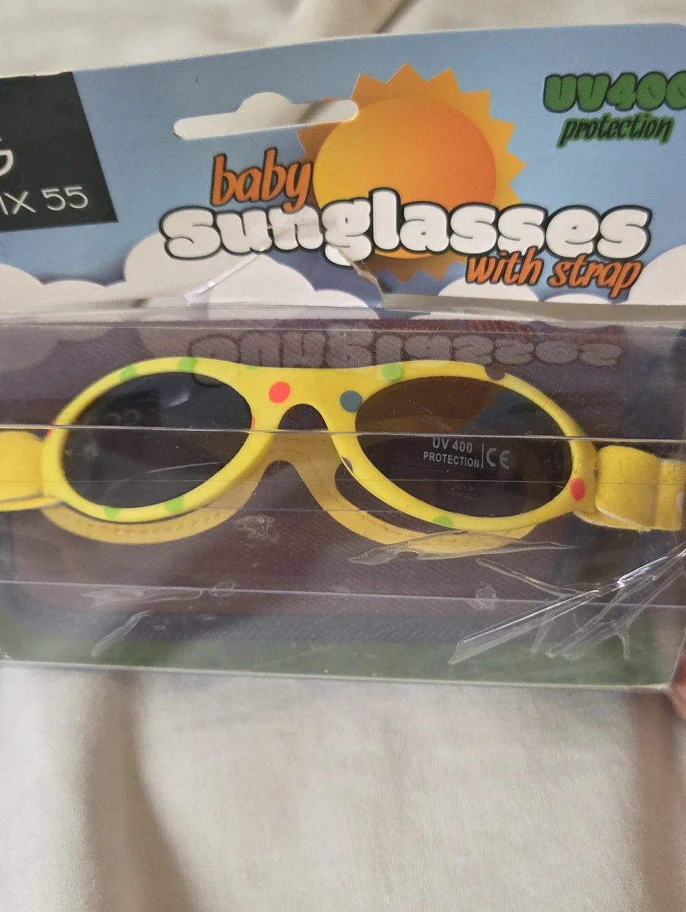 Baby Sunglasses in Yellow with Strap